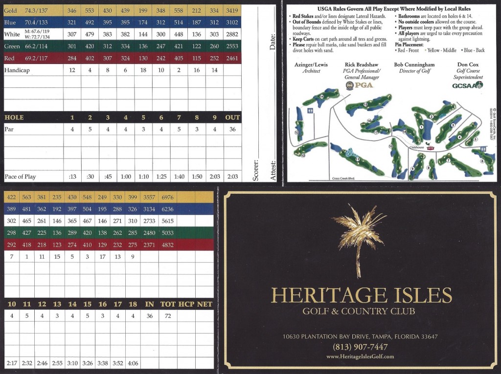 Scorecard Heritage Isles Golf and Country Club